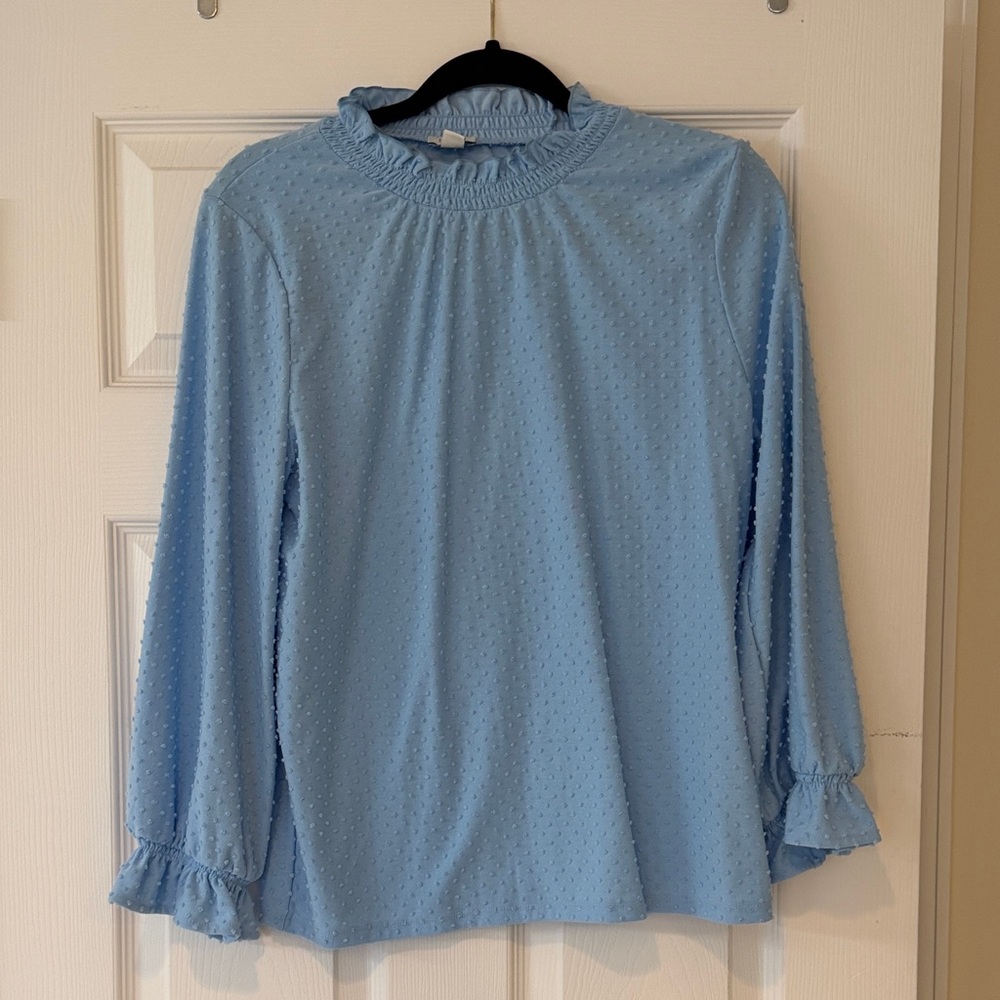 J. Crew Light Blue Textured Blouse